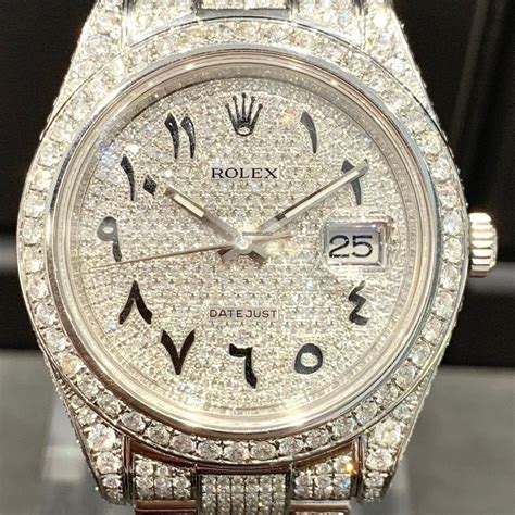 rolex datejust iced out arabic dial